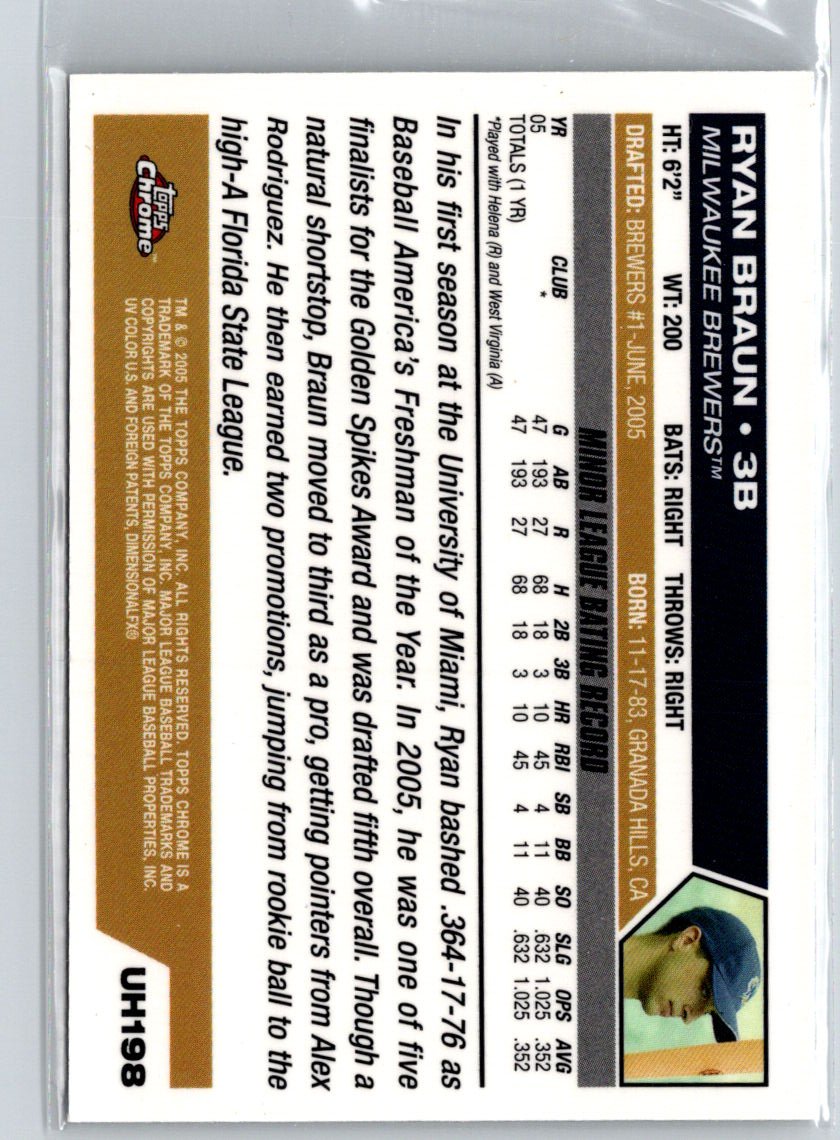 2005 Topps Chrome Updates & Highlights #UH198 Ryan Braun F20