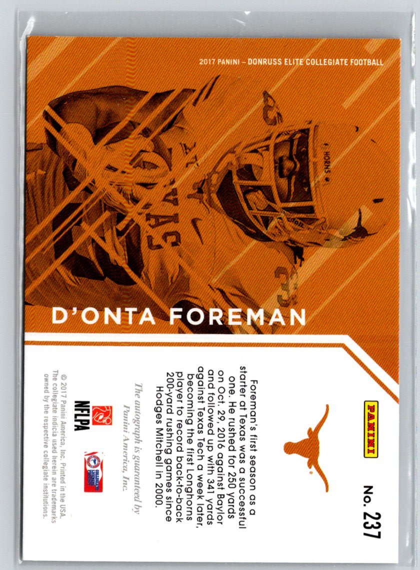 2017 Panini Elite Draft Picks #237 D'Onta Foreman Autographs Purple #/50 F20