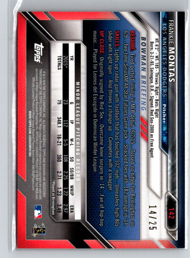 2016 Bowman #142 Frankie Montas Orange #/25 F21