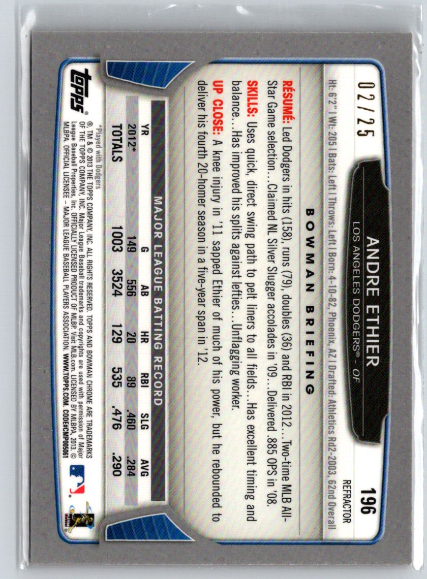 2013 Bowman Chrome #196 Andre Ethier Orange Refractors #/25 F21