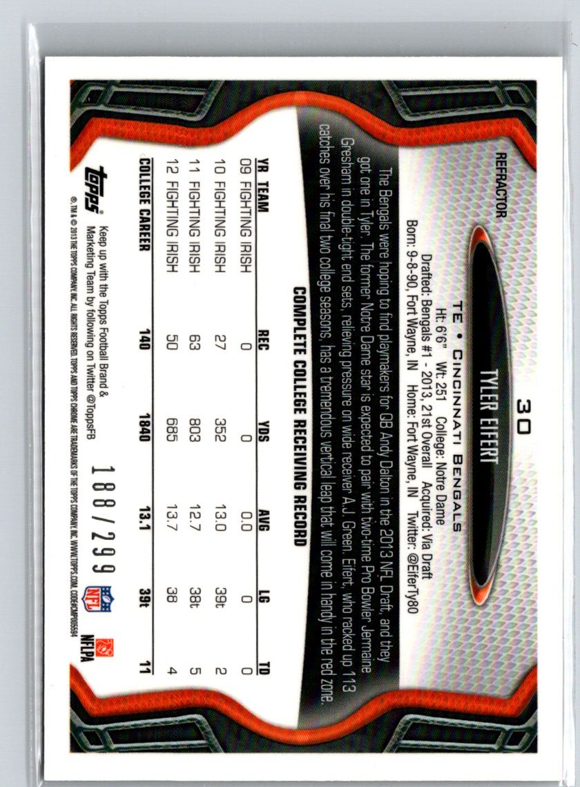 2013 Topps Chrome #30 Tyler Eifert Black Refractors #/299 F21