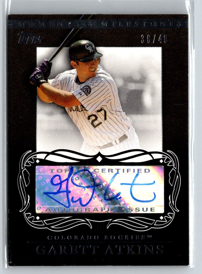 2007 Topps Moments & Milestones #MA-GA Garrett Atkins Autographs Black #/40 F21