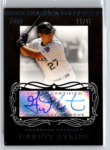 2007 Topps Moments & Milestones #MA-GA Garrett Atkins Autographs Black #/40 F21