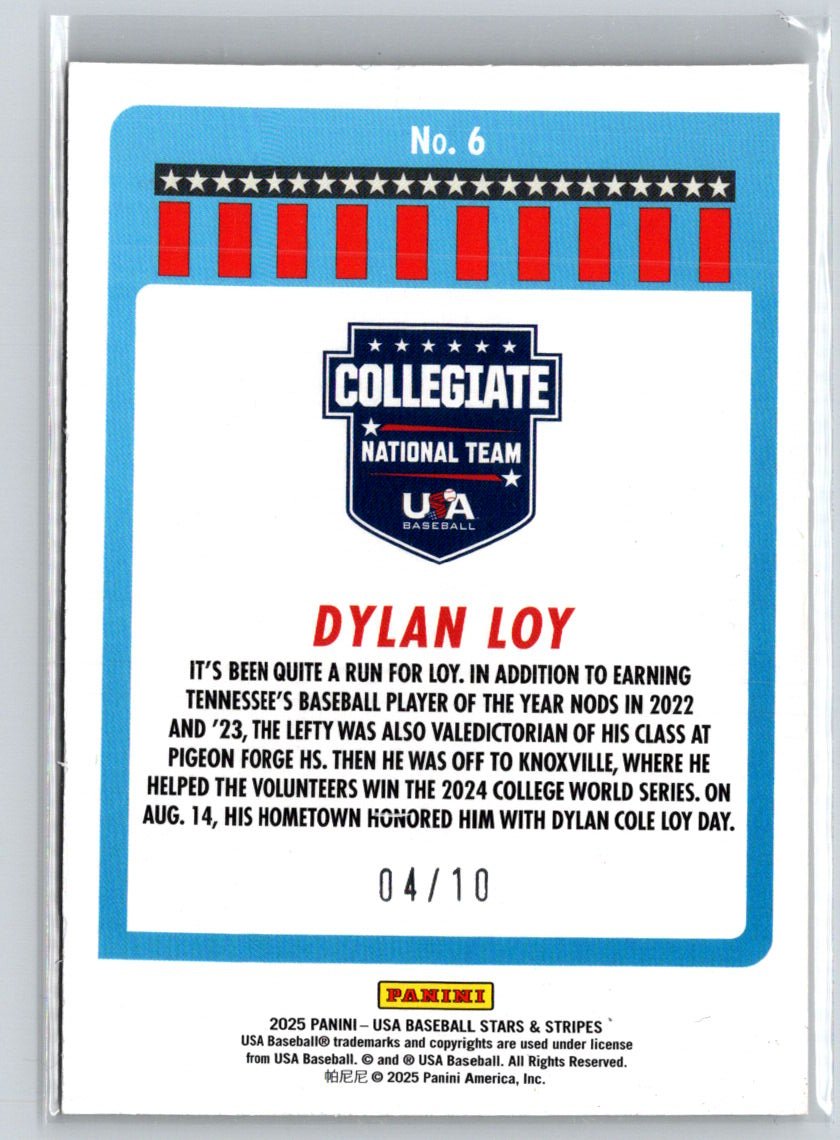 2025 Panini Stars & Stripes USA Baseball #6 Dylan Loy Gold Lightning #/10 F21