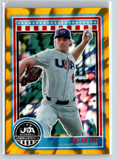 2025 Panini Stars & Stripes USA Baseball #6 Dylan Loy Gold Lightning #/10 F21