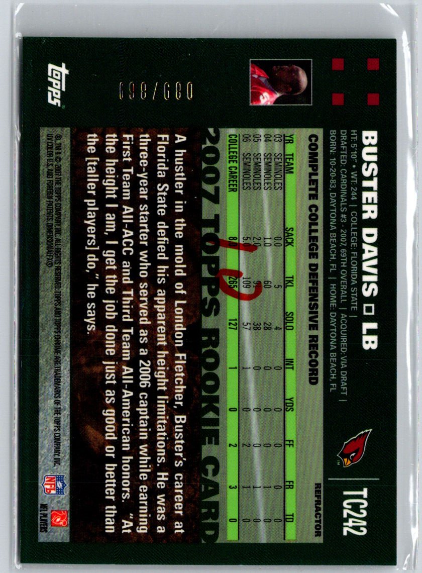 2007 Topps Chrome #TC242 Buster Davis White Refractors #/869 F23