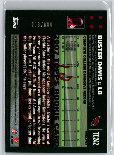 2007 Topps Chrome #TC242 Buster Davis White Refractors #/869 F23
