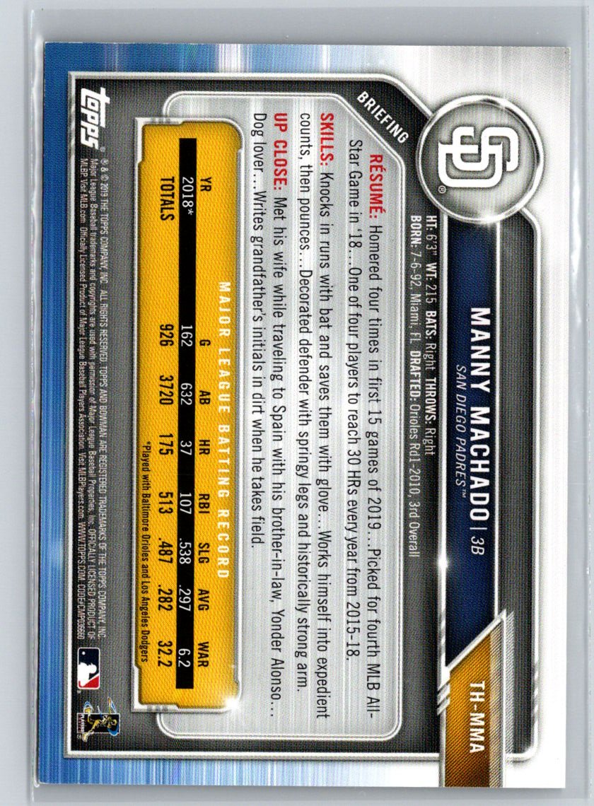 2019 Topps Bowman Holiday #TH-MMA Manny Machado White #/50 F23
