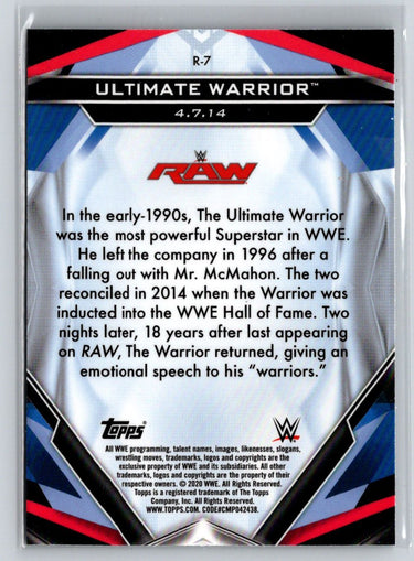 2020 Topps WWE Finest #R-7 Ultimate Warrior Finest Returns F23