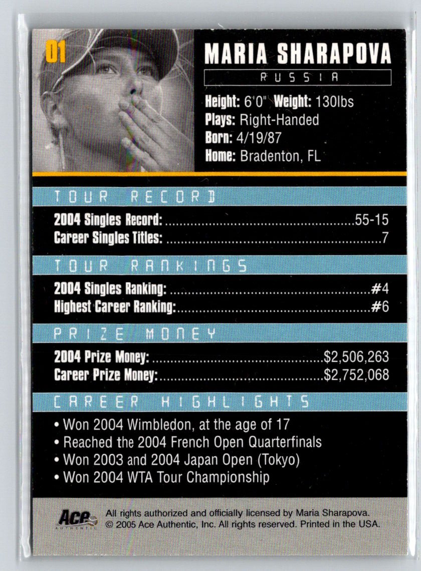 2005 Ace Authentic Debut Edition #01 Maria Sharapova F23