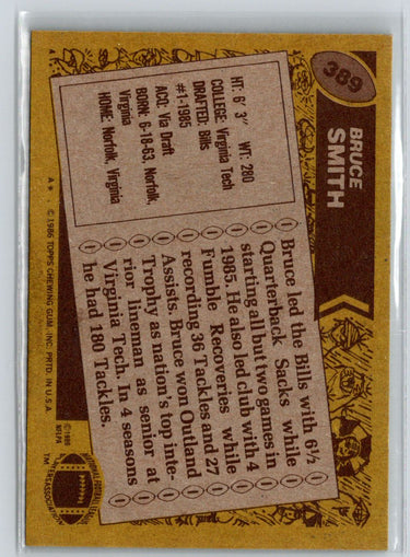 1986 Topps #389 Bruce Smith F23
