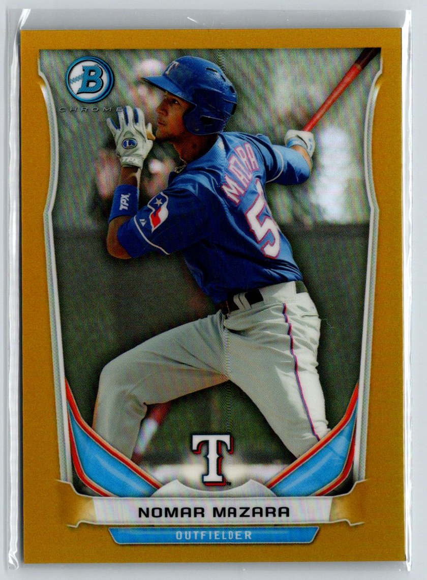 2014 Bowman #BCP85 Nomar Mazara Chrome Prospects Gold Refractors #/50 F24