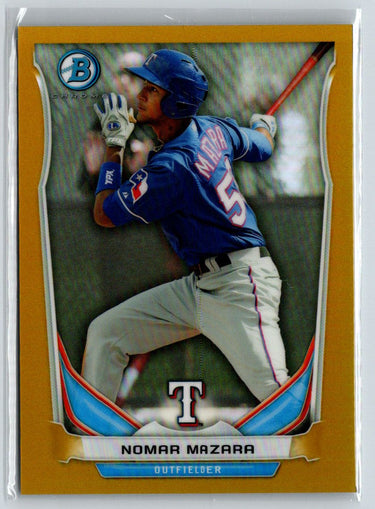 2014 Bowman #BCP85 Nomar Mazara Chrome Prospects Gold Refractors #/50 F24