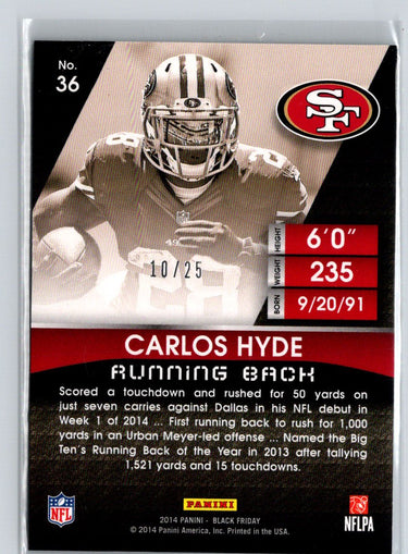 2014 Panini Black Friday #36 Carlos Hyde Cracked Ice #/25 F24