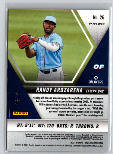 2021 Panini Mosaic #25 Randy Arozarena Choice Fusion Red & Yellow #/64 F24