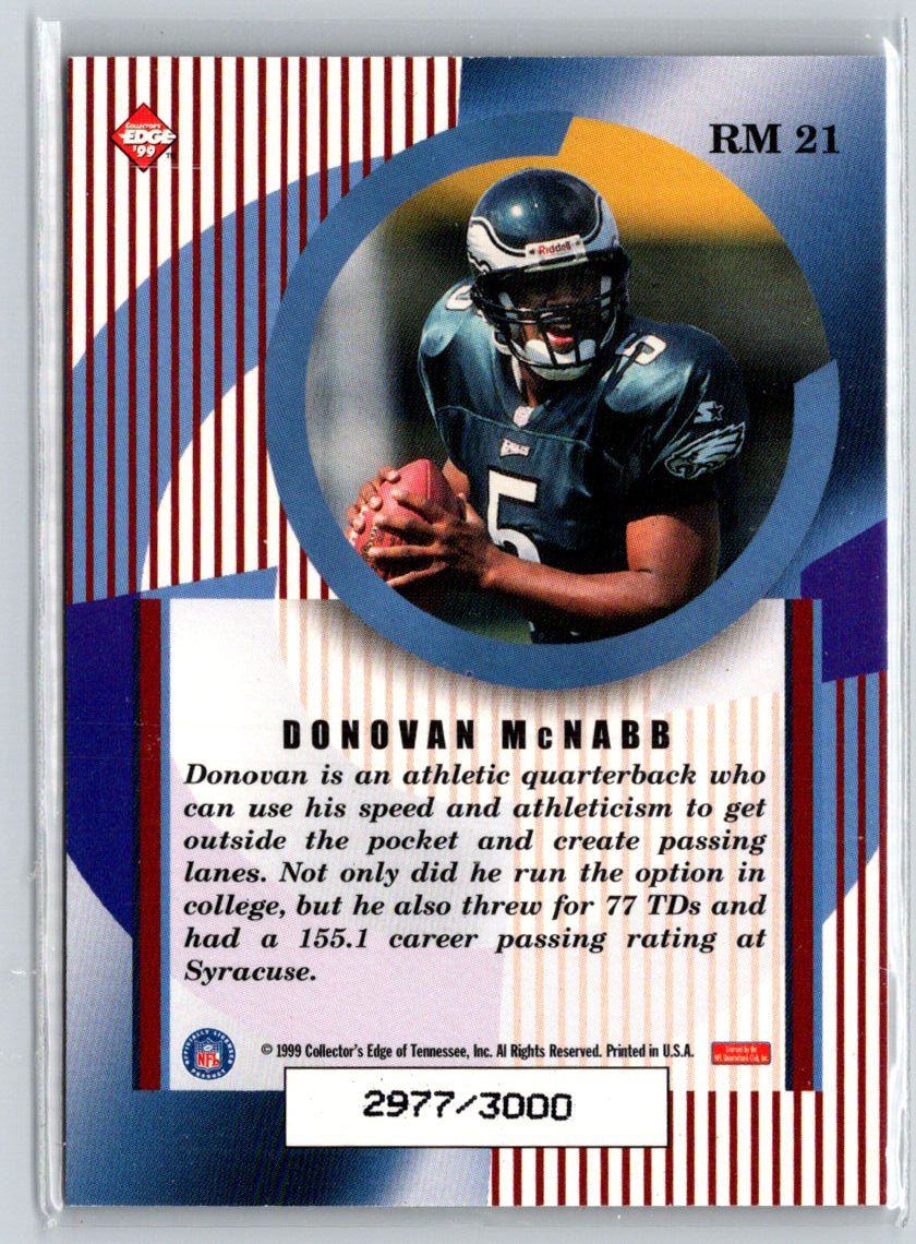 1999 Collector's Edge Masters #RM 21 Donovan McNabb Rookie Masters #/3000 F24