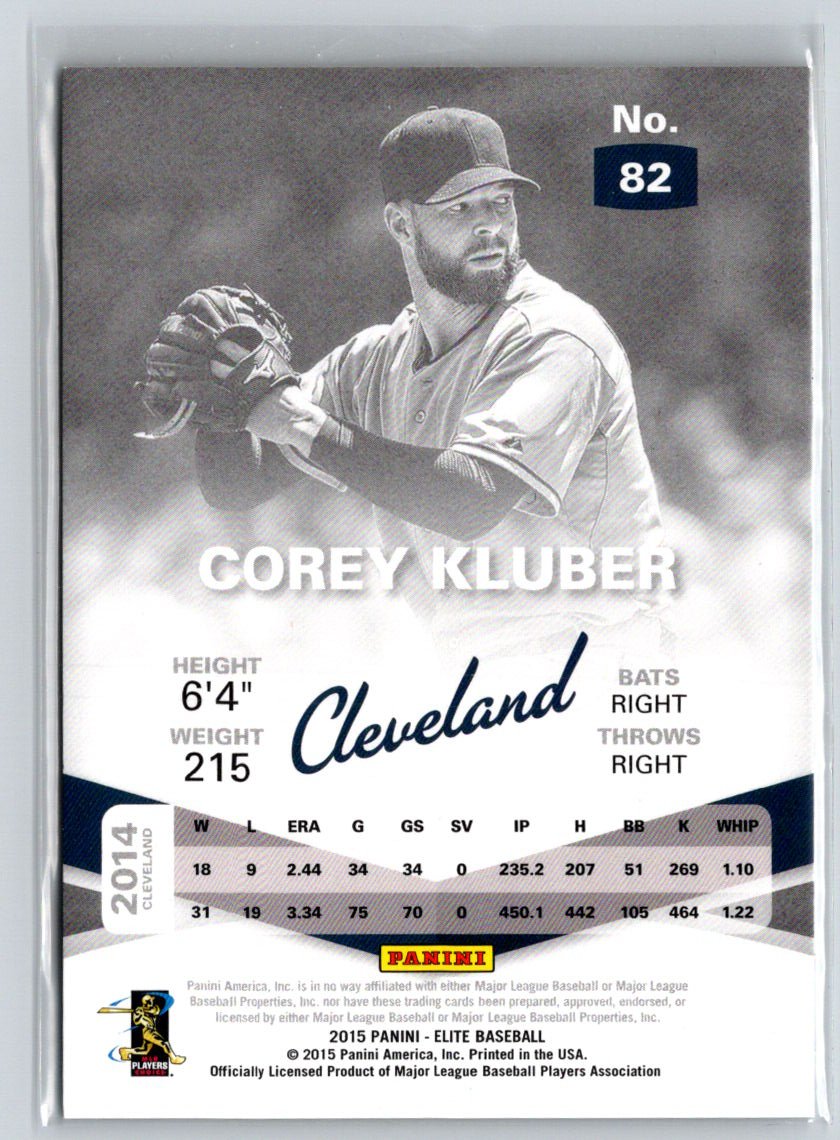 2015 Panini Elite #82 Corey Kluber Status Gold #/49 F24