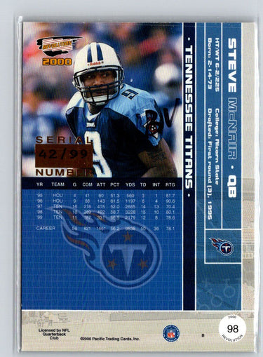 2000 Pacific Revolution #98 Steve McNair Red #/99 F24