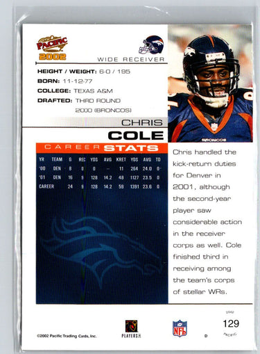 2002 Pacific #129 Chris Cole LTD #/71 F24