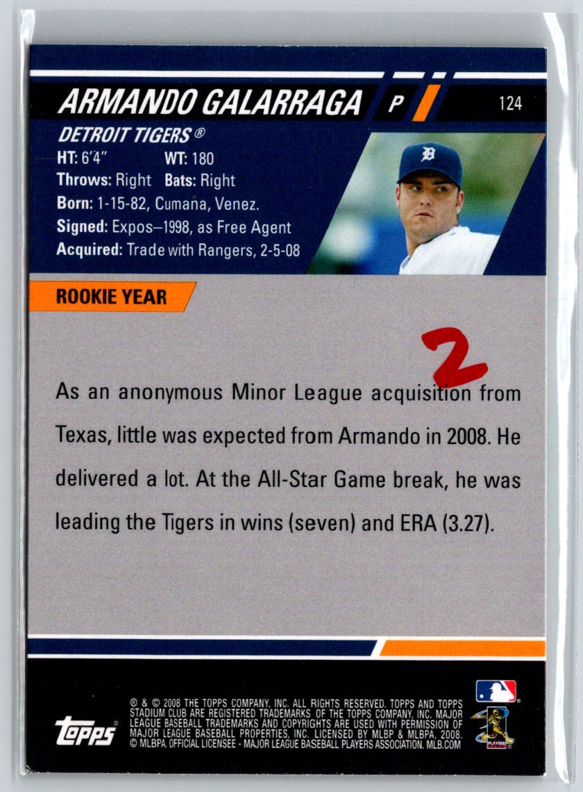 2008 Stadium Club #124 Armando Galarraga First Day Issue Retail F24