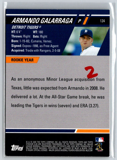 2008 Stadium Club #124 Armando Galarraga First Day Issue Retail F24