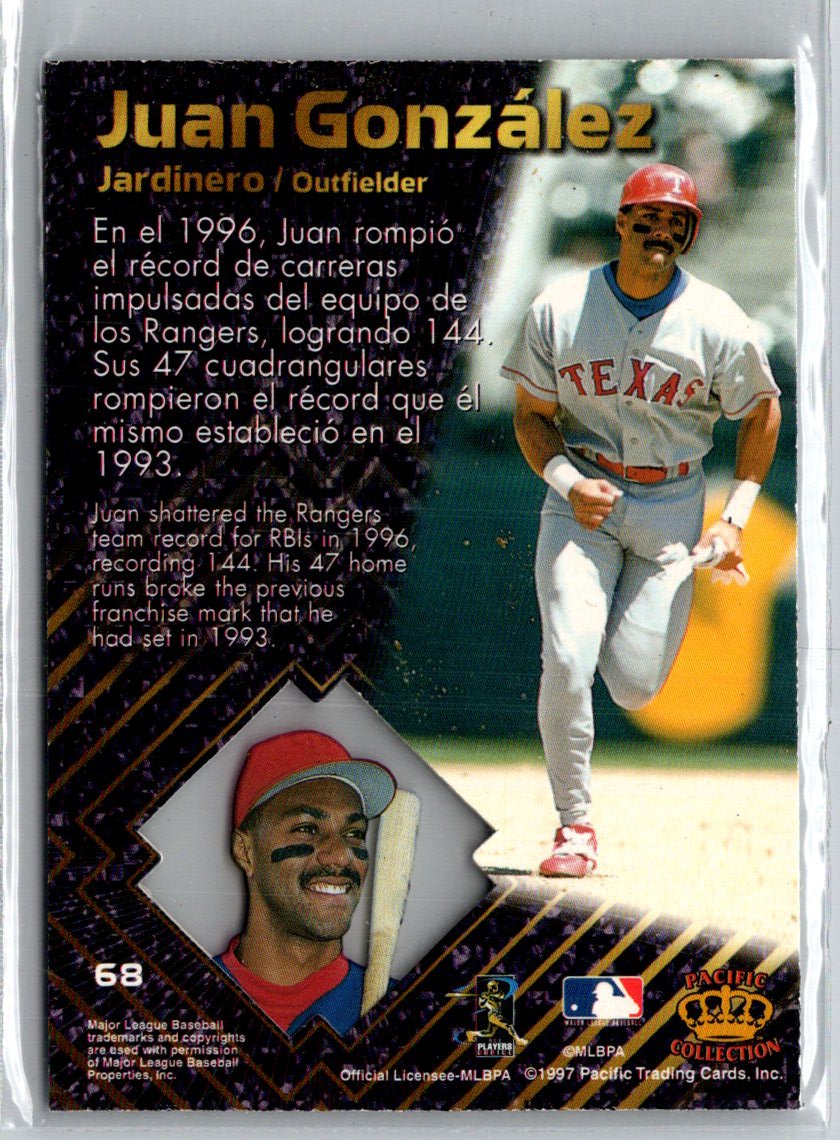 1997 Pacific Prism Invincible #68 Juan Gonzalez Light Blue F25