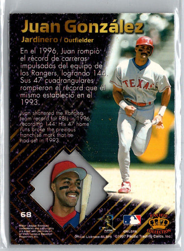 1997 Pacific Prism Invincible #68 Juan Gonzalez Light Blue F25