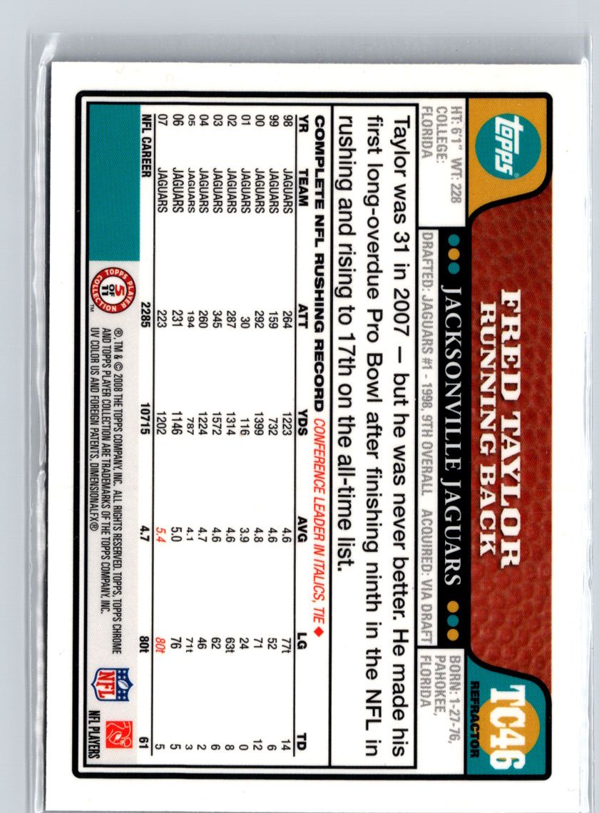 2008 Topps Chrome #TC46 Fred Taylor Blue Refractors F25