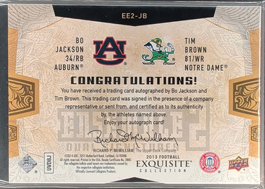 2013 Upper Deck Exquisite Bo Jackson Tim Brown Ensemble Dual Auto #/15 D25