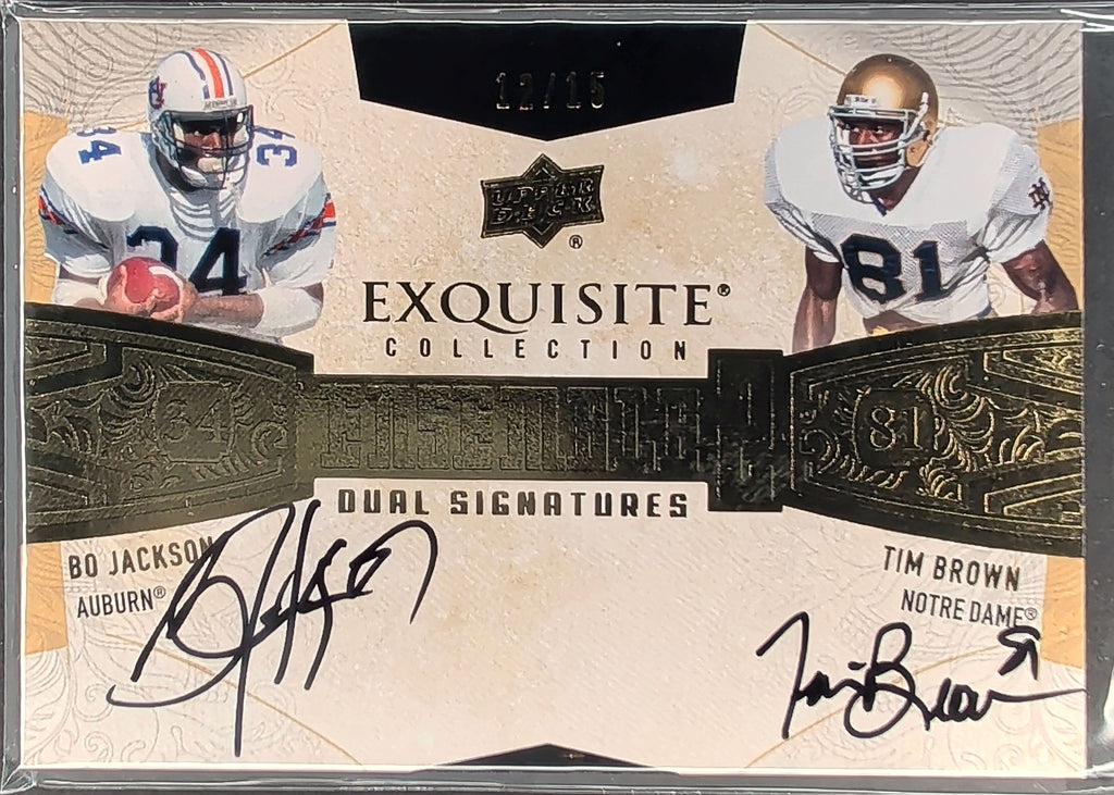 2013 Upper Deck Exquisite Bo Jackson Tim Brown Ensemble Dual Auto #/15 D25