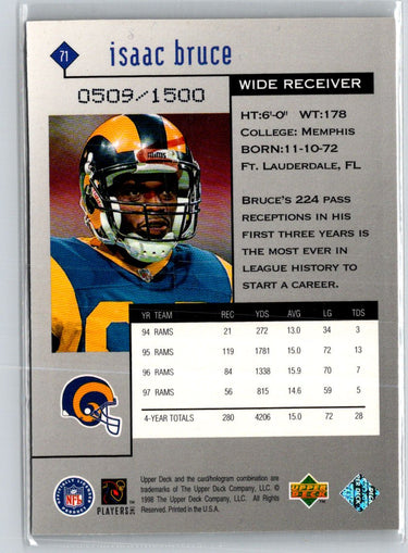 1998 Upper Deck Black Diamond Rookie Edition #71 Isaac Bruce Triple #/1500 F27