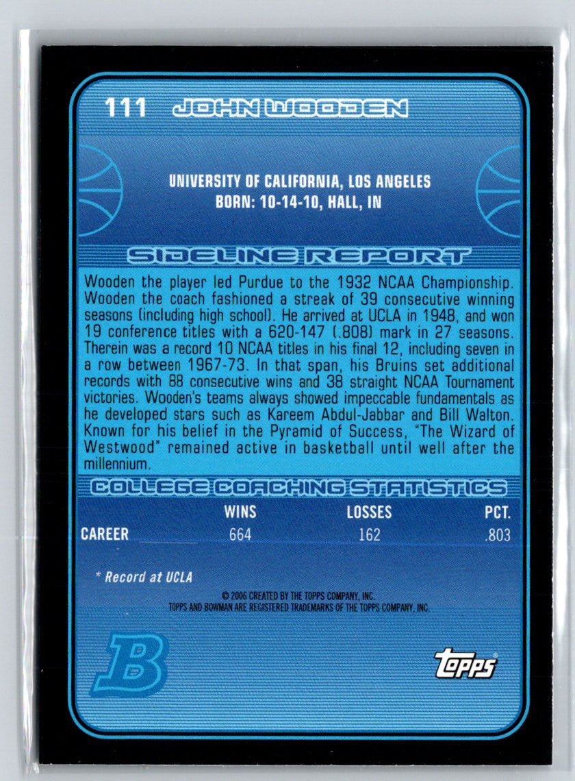 2006-07 Bowman #111 John Wooden F27