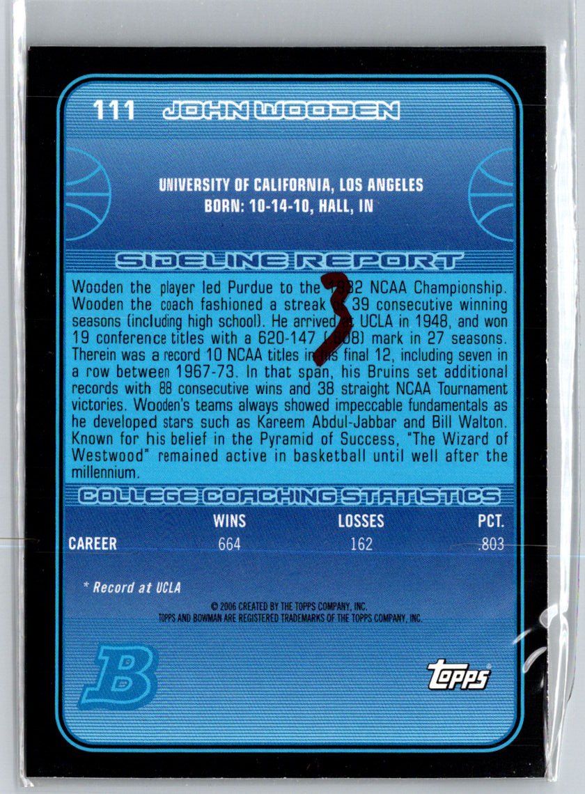 2006-07 Bowman #111 John Wooden F28
