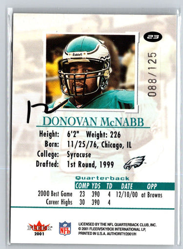 2001 Fleer Authority #23 Donovan McNabb Prominence SN125 #/125 F28