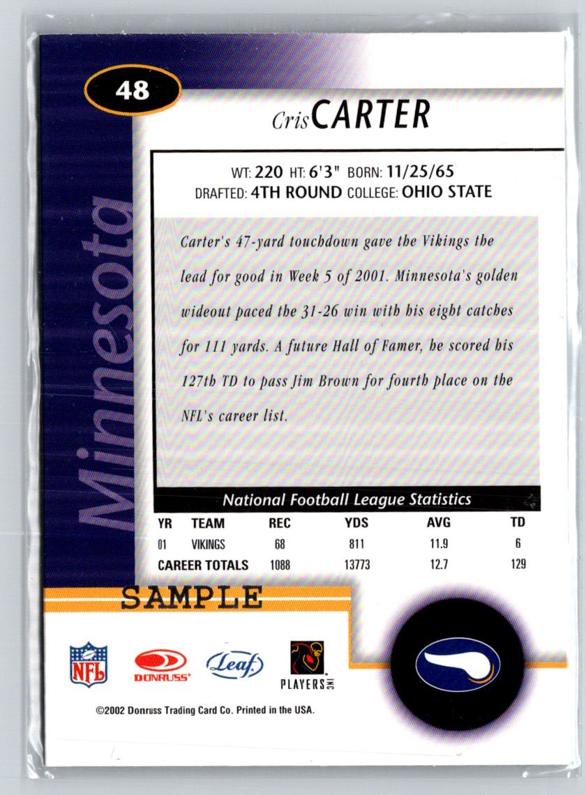 2002 Leaf Certified #48 Cris Carter Samples F28