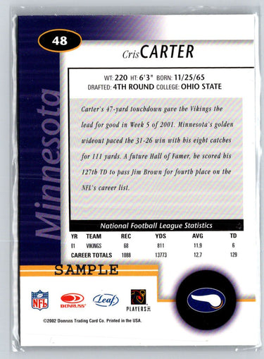 2002 Leaf Certified #48 Cris Carter Samples F28