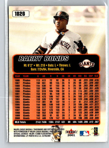 2001 Ultra #182G Barry Bonds Gold Medallion F29