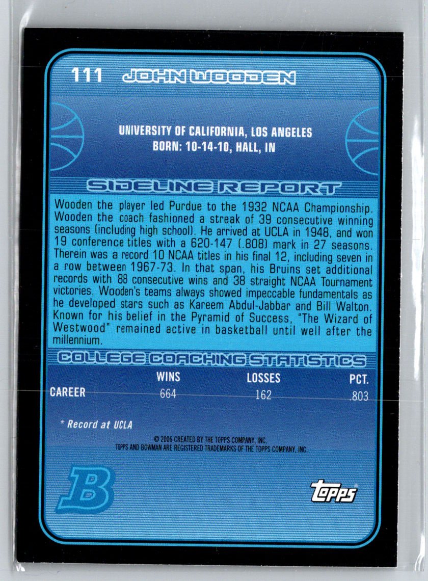 2006-07 Bowman #111 John Wooden F29