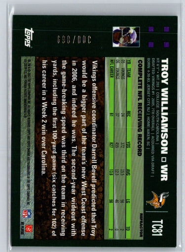 2007 Topps Chrome #TC81 Troy Williamson White Refractors #/869 F30