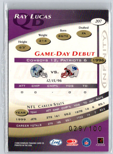 2000 Quantum Leaf #207 Ray Lucas Infinity Purple #/100 F30