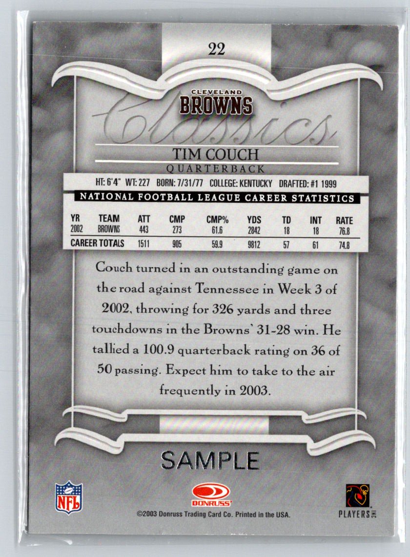 2003 Donruss Classics #22 Tim Couch Samples F30