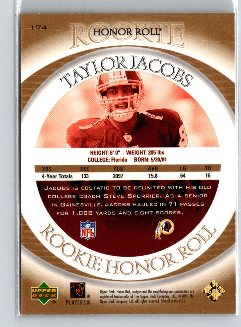 2003 Upper Deck Honor Roll #174 Taylor Jacobs Gold #/25 F30