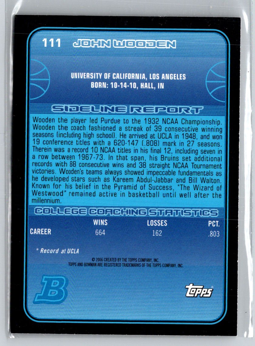 2006-07 Bowman #111 John Wooden F30