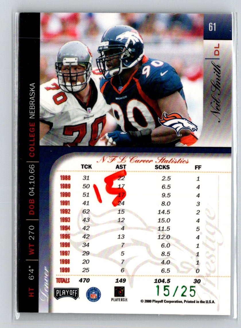 2000 Playoff Prestige #61 Neil Smith Spectrum Green #/25 F31