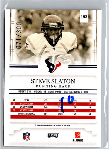2008 Playoff Prestige #193 Steve Slaton Xtra Points #/300 F31