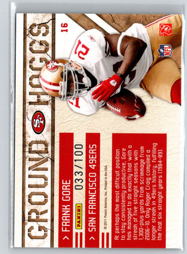 2011 Panini Absolute Memorabilia #16 Frank Gore Ground Hoggs Spectrum #/100 F31