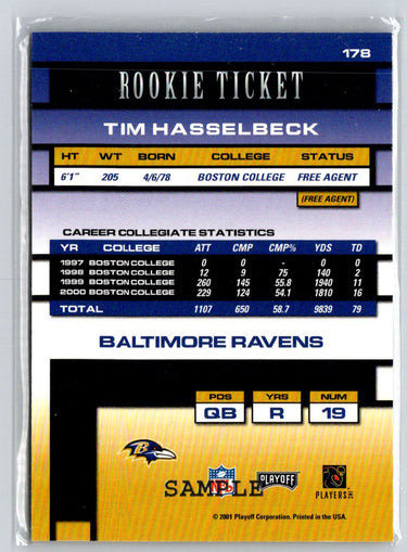 2001 Playoff Contenders #178 Tim Hasselbeck Samples F31