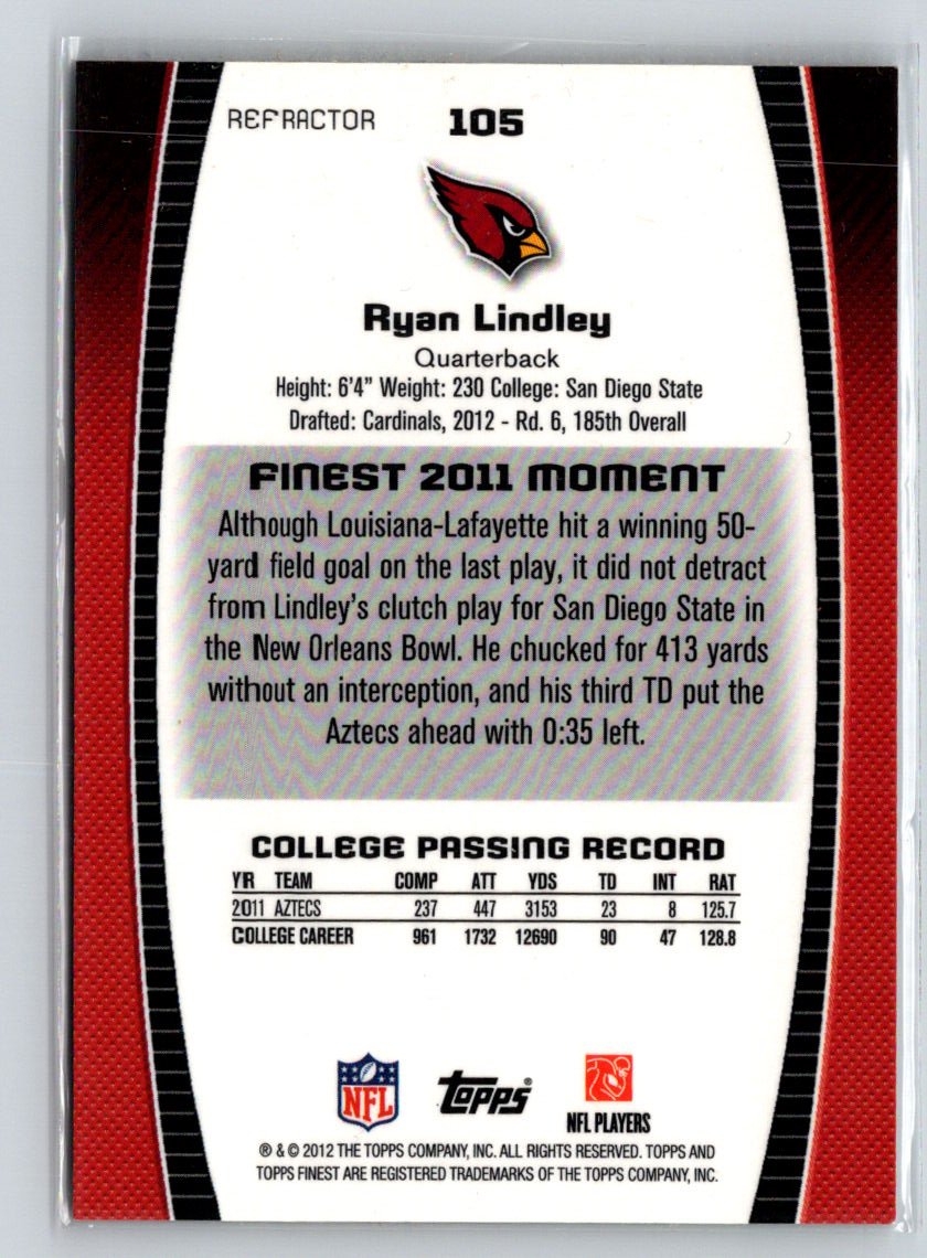 2012 Finest #105 Ryan Lindley Gold Refractors #/50 F32