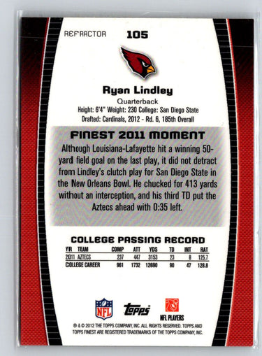 2012 Finest #105 Ryan Lindley Gold Refractors #/50 F32