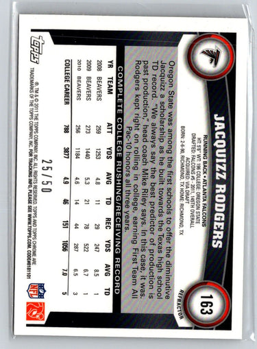 2011 Topps Chrome #163 Jacquizz Rodgers Gold Refractors #/50 F32